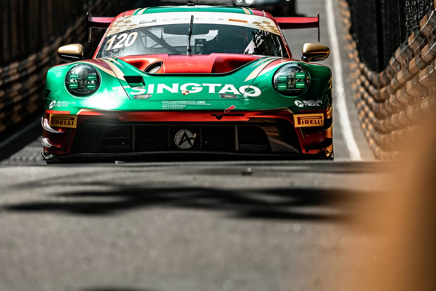 Green and red racing car