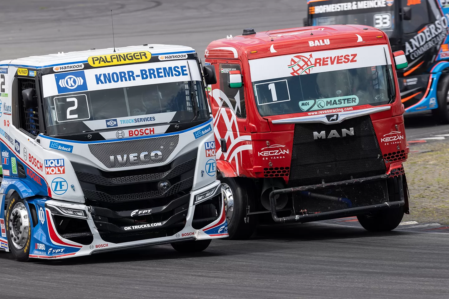 Two trucks head to head