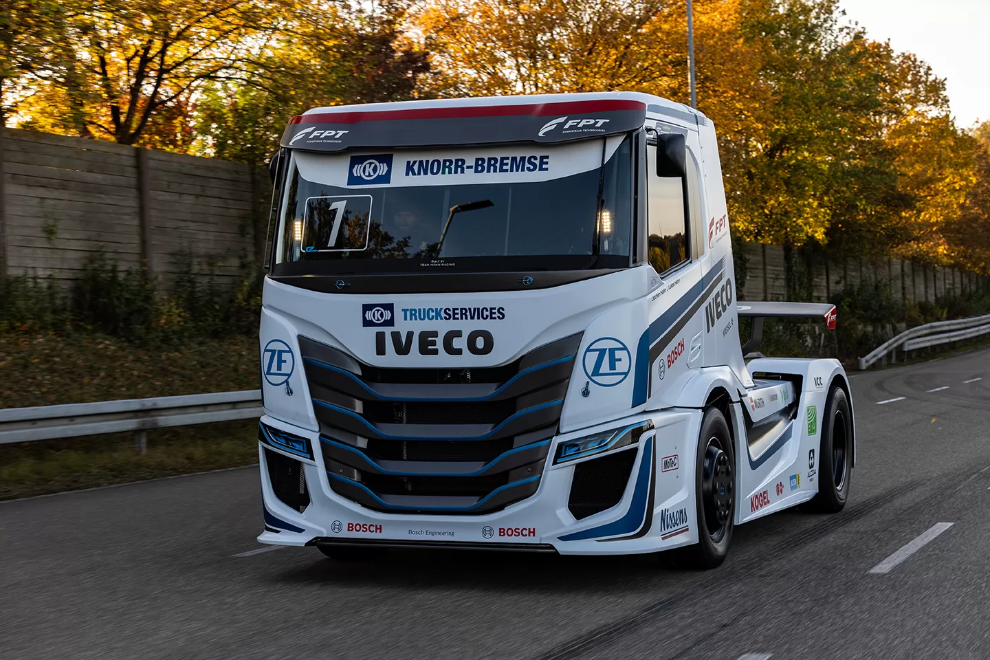 White truck on a road