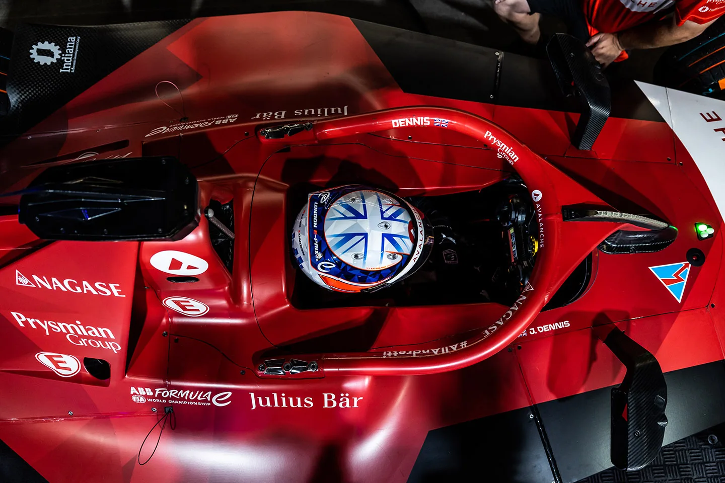 Red racing car seen from above