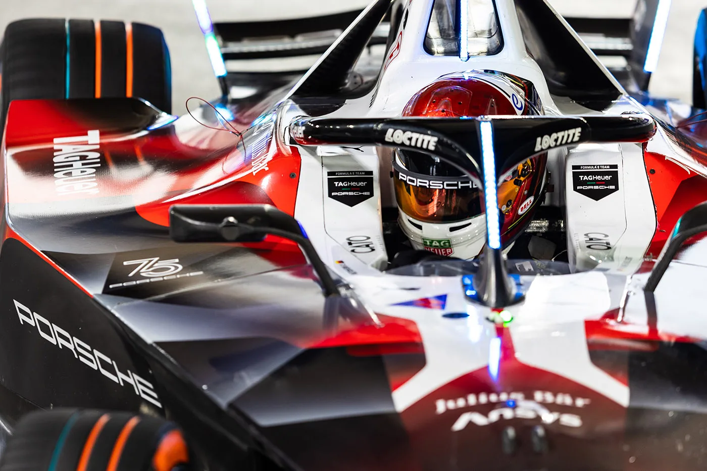 Porsche Formula E team car red and white