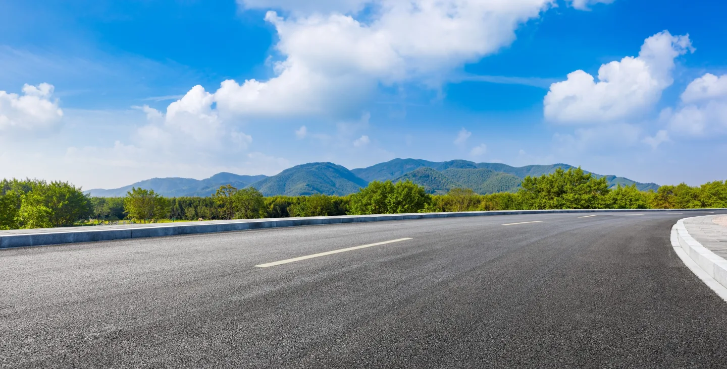 Road with a blue sky horizon