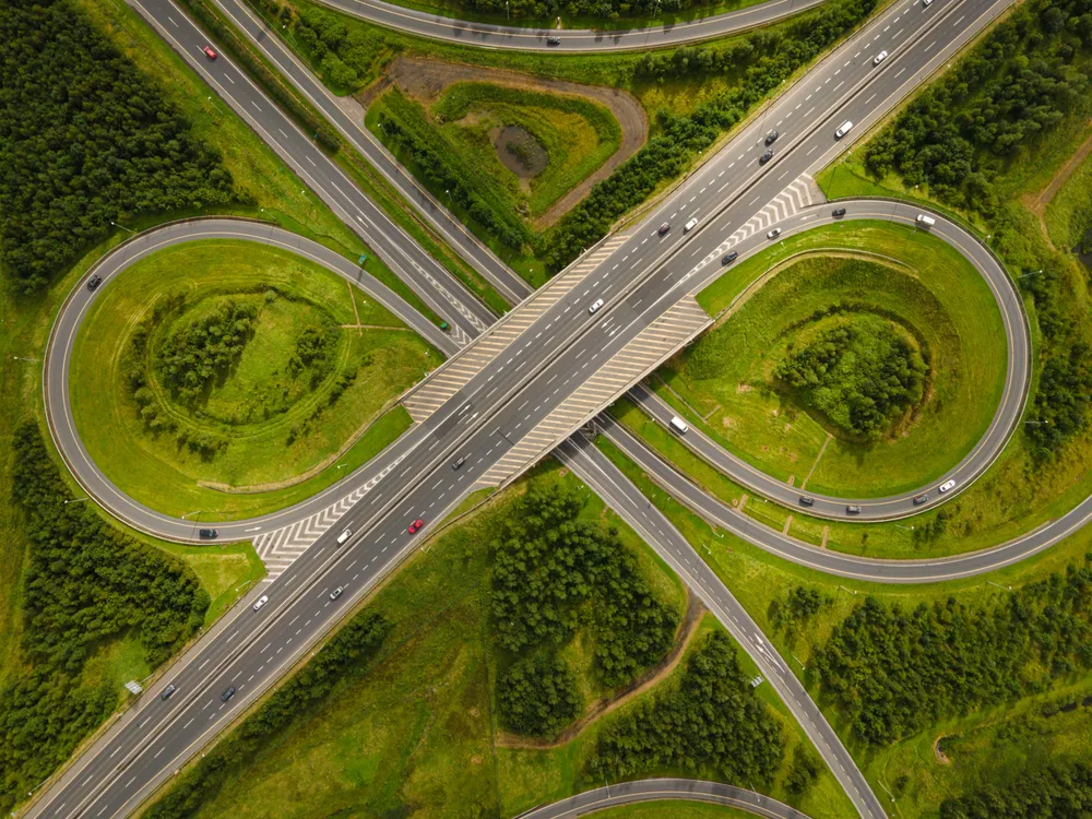 Large motorway seen from above