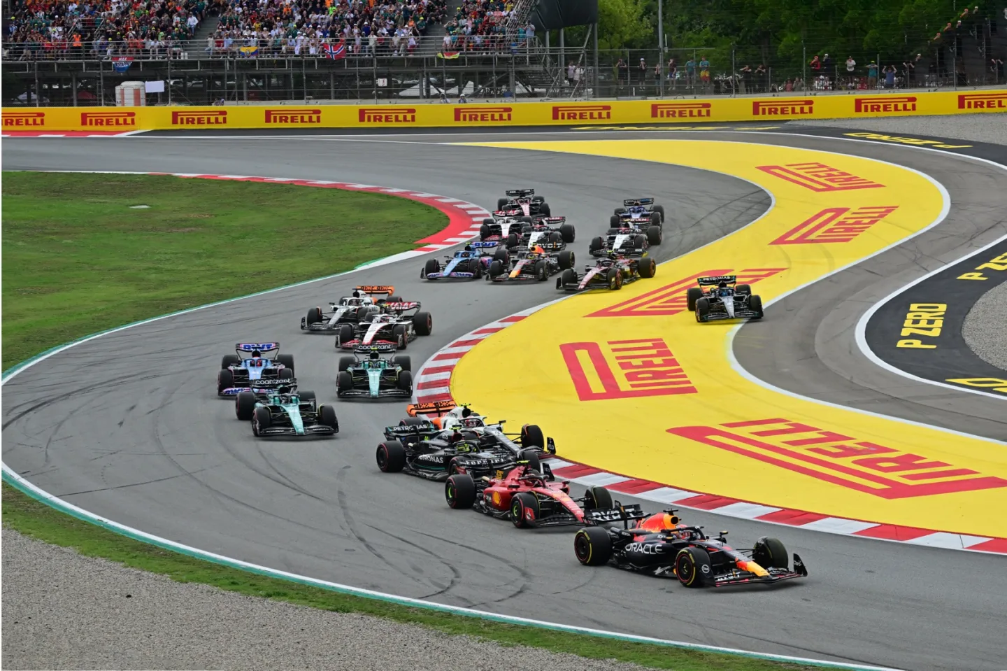 F1 cars competing on a race track